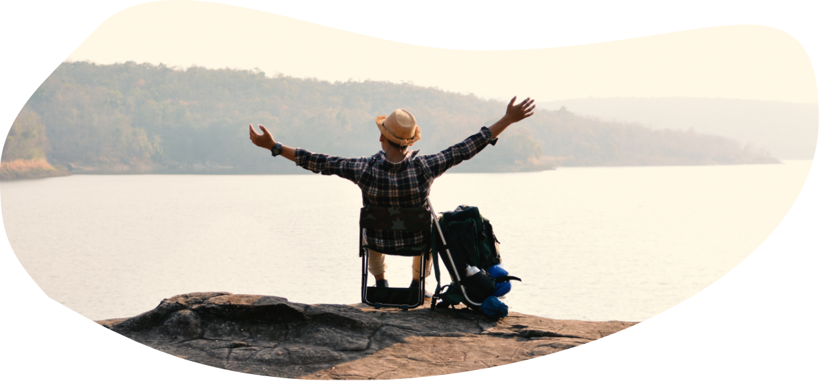Man having relax on a lake